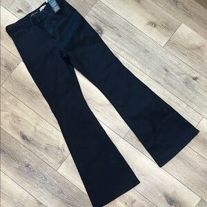 BCBGeneration High Rise Lil Black Flared Pants with Braid Waist 7/28 NWT